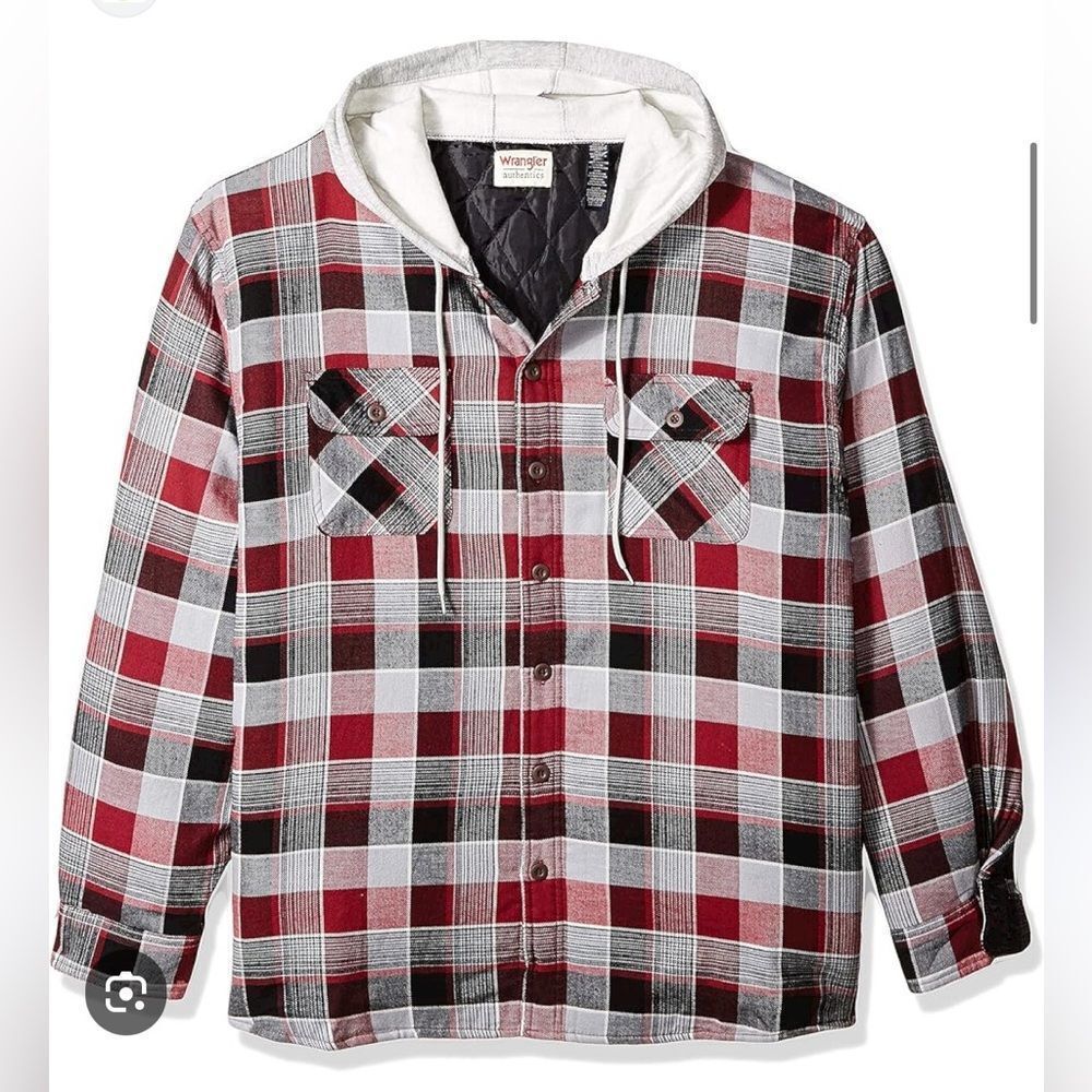 Wrangler Authentics Long Sleeve Quilted Lined Flannel ShirtJacket‎ hoodie 3T Nwt